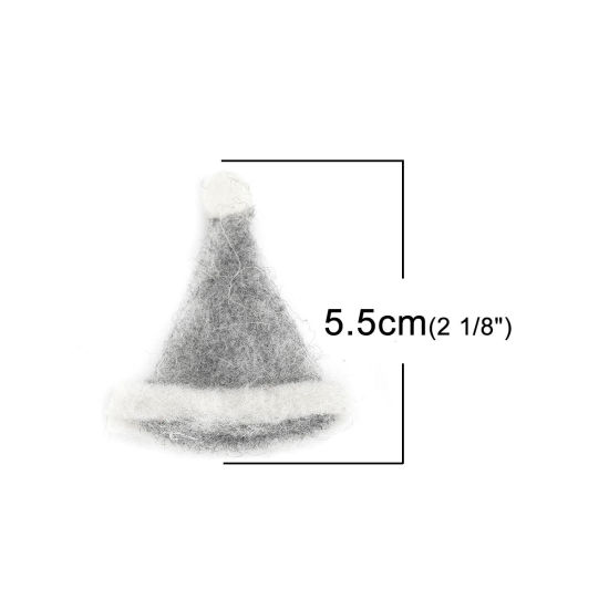 Изображение Шерсть DIY ремесло Серый Рождество шляпы 5.5см x 4.4см, 5 ШТ