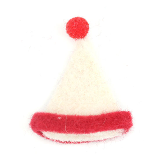 Изображение Шерсть DIY ремесло Оff-Белый Рождество шляпы 5.5см x 4.4см, 5 ШТ