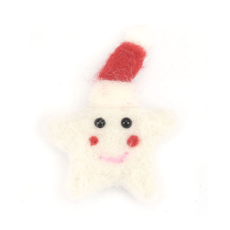 Wool For DIY & Craft White White Star Smile 6.5cm x 4.5cm, 2 PCs