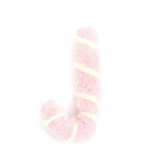 Picture of Wool For DIY & Craft Pink Christmas Candy Cane 5.2cm x 2.7cm, 2 PCs
