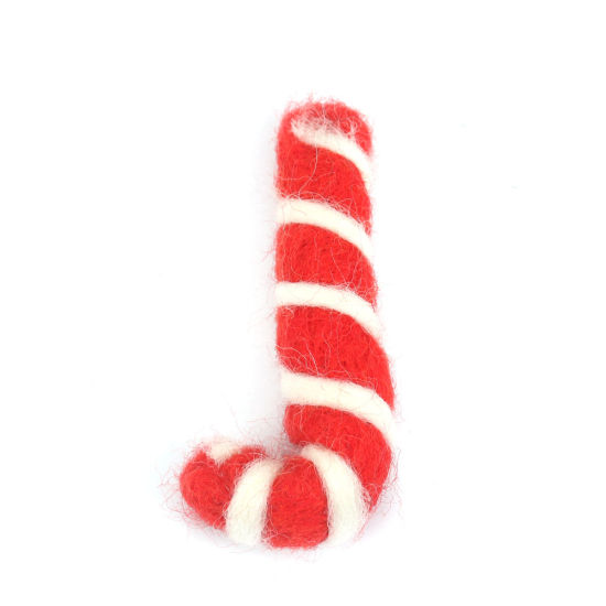 Picture of Wool For DIY & Craft Red Christmas Candy Cane 5.2cm x 2.7cm, 2 PCs