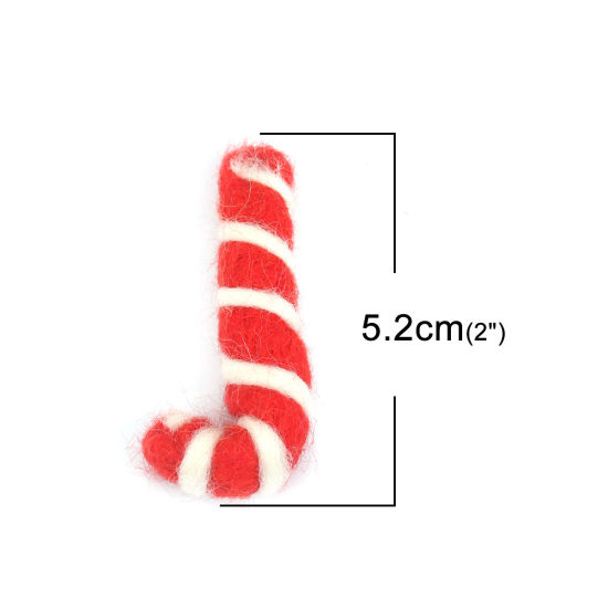 Picture of Wool For DIY & Craft Red Christmas Candy Cane 5.2cm x 2.7cm, 2 PCs