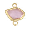 Picture of Brass & Glass Connectors Irregular Gold Plated Light Pink Faceted 14mm x 12mm, 5 PCs                                                                                                                                                                          