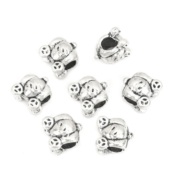 Picture of Zinc Based Alloy Halloween Beads Pumpkin Carriage Antique Silver Color About 12mm x 11mm, 10 PCs