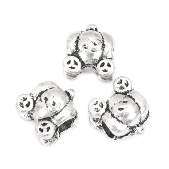 Picture of Zinc Based Alloy Halloween Beads Pumpkin Carriage Antique Silver Color About 12mm x 11mm, 10 PCs