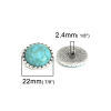 Picture of Zinc Based Alloy Sewing Shank Buttons Round Antique Silver Color Green Blue 22mm Dia., 5 PCs