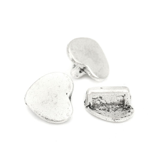 Image de Perles Pour Bandes de Montre en Alliage de Zinc Cœur Argent Vieilli, 9mm x 9mm, Trou: 5.4mm x 1.9mm, 50 Pcs