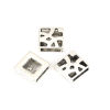 Bild von Zinklegierung Slider Schiebeperlen Perlen Quadrat Filigran Antiksilber ca. 13mm x 13mm, Loch:ca. 10.4mm x 2.1mm 40 Stück