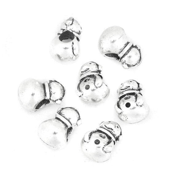 Picture of Zinc Based Alloy Spacer Beads Christmas Snowman Antique Silver Color About 15mm x 11mm, Hole: Approx 4.5mm, 10 PCs