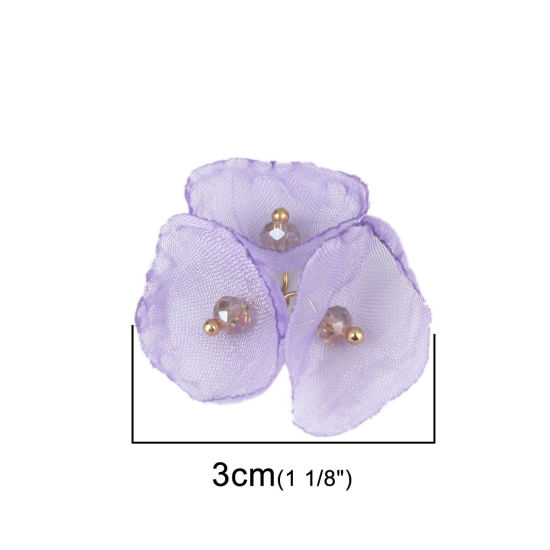 Image de Pendentifs en Gaze Fleur Mauve 3cm x 2.3cm, 10 Pcs