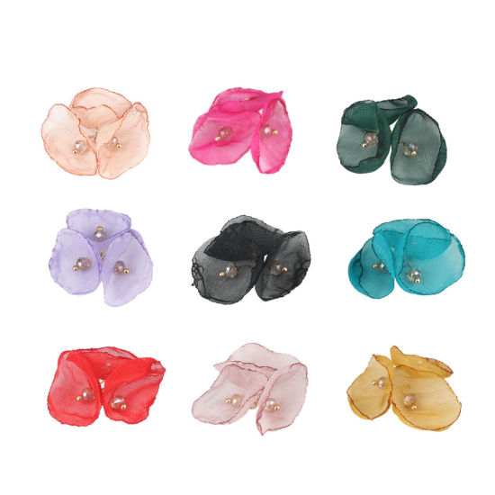 Image de Pendentifs en Gaze Fleur Mauve 3cm x 2.3cm, 10 Pcs