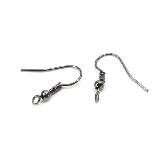 Picture of Zinc Based Alloy Ear Wire Hooks Earring Findings Gunmetal 20mm x 18mm, Post/ Wire Size: (21 gauge), 200 PCs