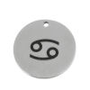 Bild von Edelstahl Charms Rund Silberfarbe Sternbild Krebs 20mm D., 5 Stück