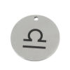 Picture of Stainless Steel Charms Round Disc Silver Tone Libra Sign Of Zodiac Constellations 20mm Dia., 5 PCs