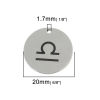 Picture of Stainless Steel Charms Round Disc Silver Tone Libra Sign Of Zodiac Constellations 20mm Dia., 5 PCs
