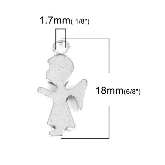 Picture of Zinc Based Alloy Religious Charms Angel Antique Silver Color 18mm x 9mm, 100 PCs