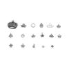 Picture of Zinc Based Alloy Pendants Crown Antique Silver Color Mixed 4cm x 4cm - 1cm x 1cm, 1 Set ( 17 PCs/Set)