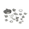 Picture of Zinc Based Alloy Pendants Crown Antique Silver Color Mixed 4cm x 4cm - 1cm x 1cm, 1 Set ( 17 PCs/Set)