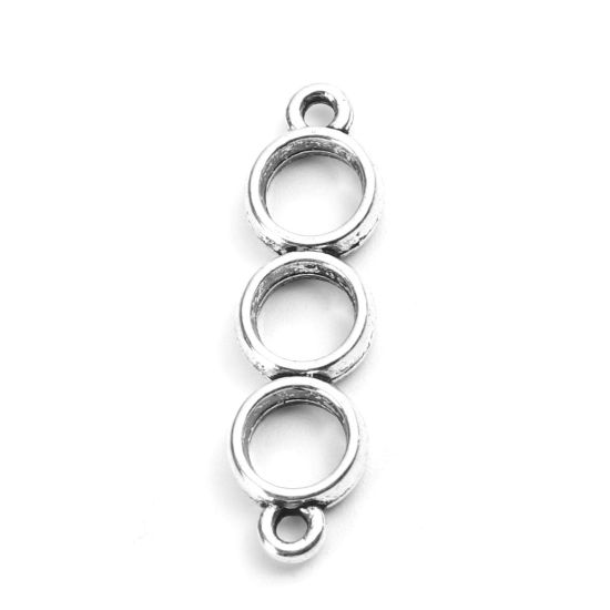 Picture of Zinc Based Alloy Connectors Circle Ring Antique Silver Color Hollow 3cm x 0.8cm, 47 PCs