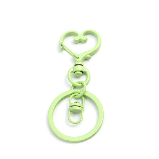 Bild von Zinklegierung Schlüsselkette & Schlüsselring Grün Herz 6.8cm x 3cm, 5 Stück