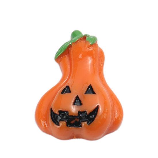 Bild von Harz Halloween Dom Cabochon Verzierung Kürbis Orange 29mm x 21mm , 10 Stück