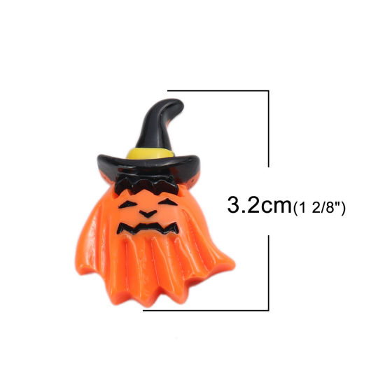 Bild von Harz Halloween Dom Cabochon Verzierung Halloween Elfe Orange 32mm x 23mm , 10 Stück