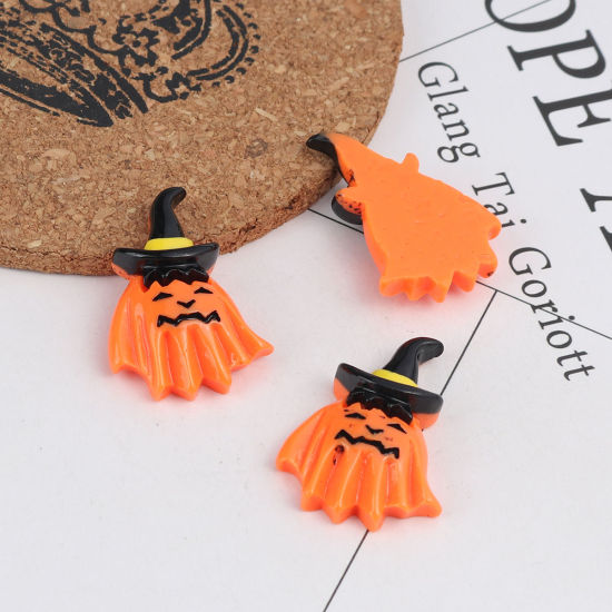 Bild von Harz Halloween Dom Cabochon Verzierung Halloween Elfe Orange 32mm x 23mm , 10 Stück