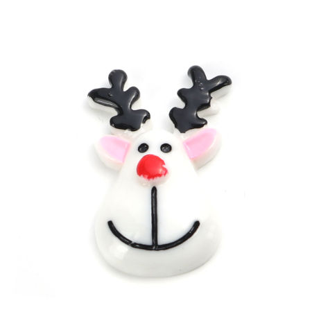 Picture of Resin Dome Seals Cabochon Christmas Reindeer Multicolor 31mm x 20mm, 10 PCs