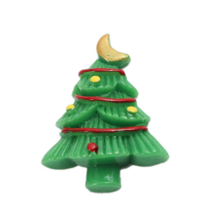 Picture of Resin Dome Seals Cabochon Christmas Tree Multicolor 32mm x 24mm, 10 PCs