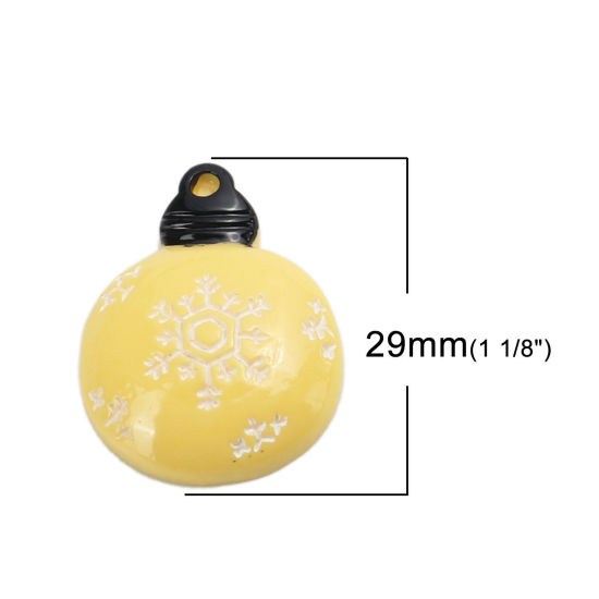 Picture of Resin Dome Seals Cabochon Bulb Multicolor Christmas Snowflake Pattern 29mm x 22mm, 10 PCs