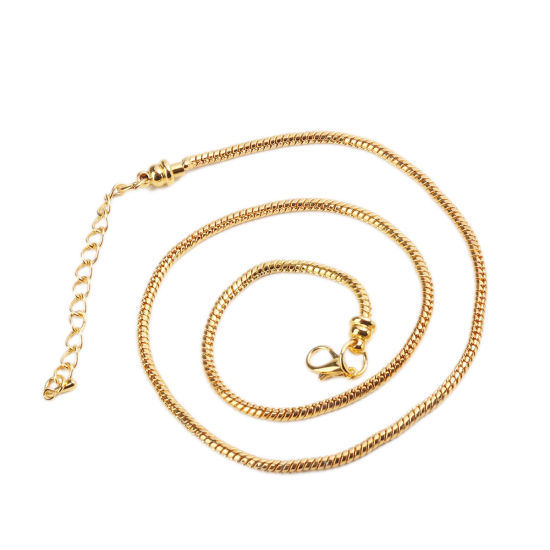 Picture of Copper Snake Chain Necklace Lobster Clasp Gold Plated 44cm(17 3/8") long, 1 Piece