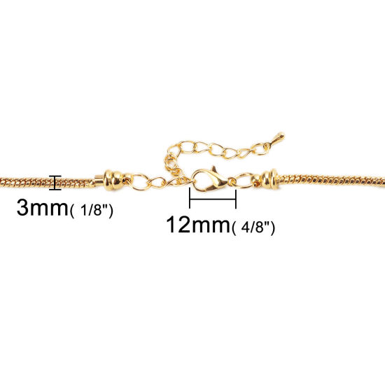 銅 ネックレス スネークチェーン カニカン 金メッキ 44cm長さ、 1 本 の画像