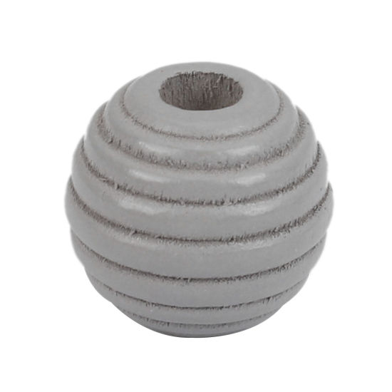 Immagine di Legno Separatori Perline Ovale Grigio Scuro Striscia Disegno 12mm x 11mm, Foro: Circa 3.4mm, 50 Pz