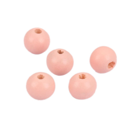 Natural Wood Spacer Beads Round Korea Pink About 10mm Dia., Hole: Approx 3.1mm, 200 PCs