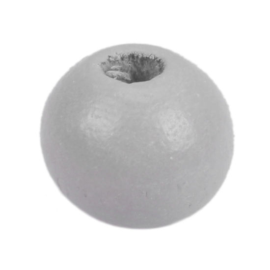 Image de Perles en Bois Naturel Rond Gris Clair 16mm Dia, Trou: env. 4.3mm, 50 Pcs