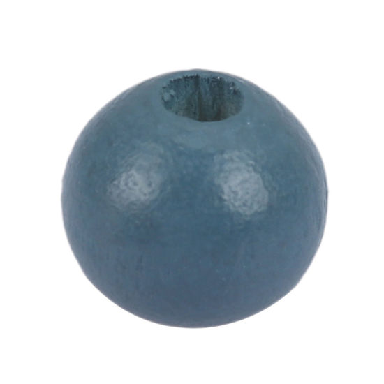 Immagine di Legno Separatori Perline Tondo Blu Grigio Circa: 16mm Dia, Foro: Circa 4.3mm, 50 Pz