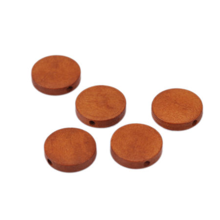 Natural Wood Spacer Beads Flat Round Brown Yellow About 30mm Dia., Hole: Approx 2.2mm, 25 PCs