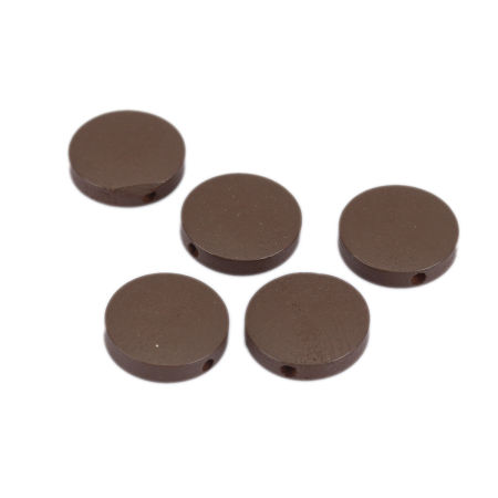 Natural Wood Spacer Beads Flat Round Dark Coffee About 30mm Dia., Hole: Approx 2.2mm, 25 PCs