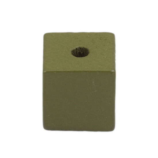 Immagine di Legno Separatori Perline Quadrato Combattimento-Verde 15mm x 15mm, Foro: Circa 3.5mm, 25 Pz