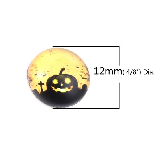 Picture of Glass Halloween Dome Seals Cabochon Round Flatback At Random 12mm Dia, 20 PCs