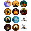 Picture of Glass Halloween Dome Seals Cabochon Round Flatback At Random 12mm Dia, 20 PCs