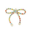 Imagen de Zamak Conectores de Araña Bowknot Chapado en Oro Hueco Multicolor Rhinestone 3.3cm x 3cm, 4 Unidades