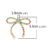Imagen de Zamak Conectores de Araña Bowknot Chapado en Oro Hueco Multicolor Rhinestone 3.3cm x 3cm, 4 Unidades