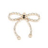 Imagen de Zamak Conectores de Araña Bowknot Chapado en Oro Hueco Negro & Transparente Rhinestone 3.3cm x 3cm, 4 Unidades