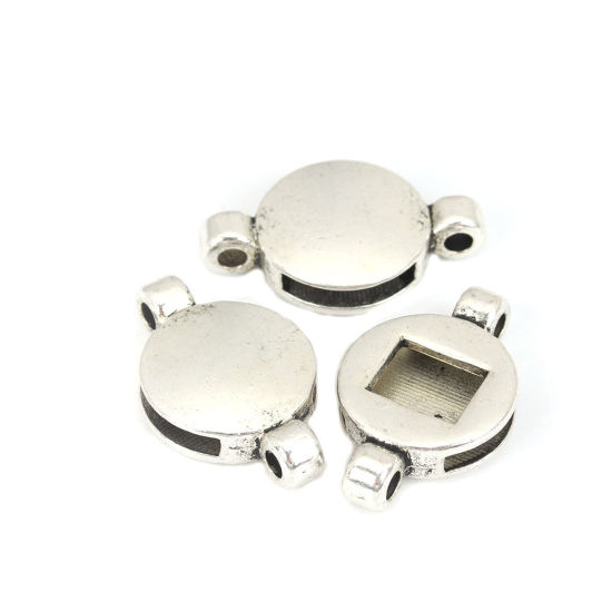 Picture of Zinc Based Alloy Slide Beads Round Antique Silver Color About 29mm x 18mm, Hole:Approx 13mm x 2.4mm 20 PCs