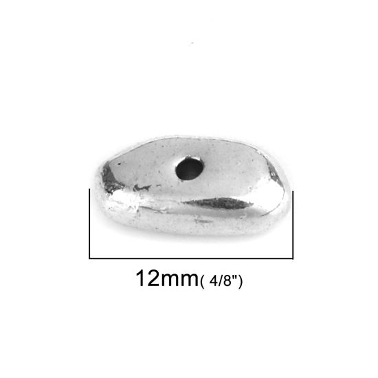Immagine di Lega di Zinco Perline Ovale Argento Antico Circa 12mm x 4mm, Foro:Circa 1.6mm, 60 Pz