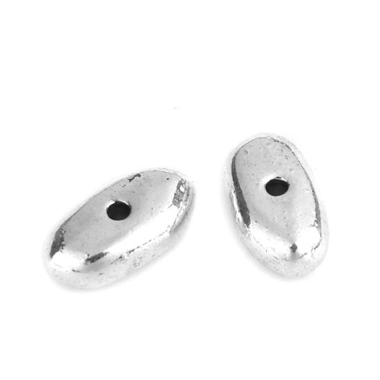 Immagine di Lega di Zinco Perline Ovale Argento Antico Circa 12mm x 4mm, Foro:Circa 1.6mm, 60 Pz