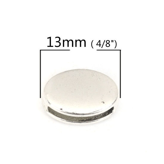 Image de Perles en Alliage de Zinc Ovale Argent Vieilli 13mm x 10mm, Trou: 10.5mm x 1.4mm, 60 Pcs