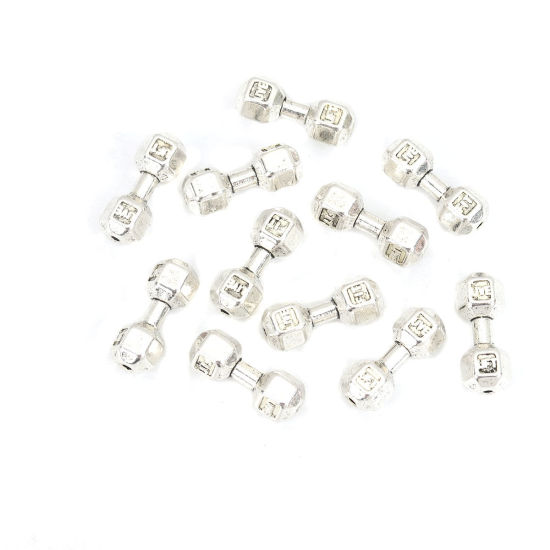 Image de Perles en Alliage de Zinc Barre à Disques Argent Vieilli 21mm x 7mm, Trou: env. 1.5mm, 20 Pcs
