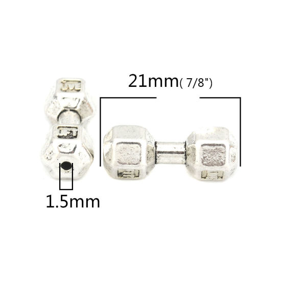 Image de Perles en Alliage de Zinc Barre à Disques Argent Vieilli 21mm x 7mm, Trou: env. 1.5mm, 20 Pcs
